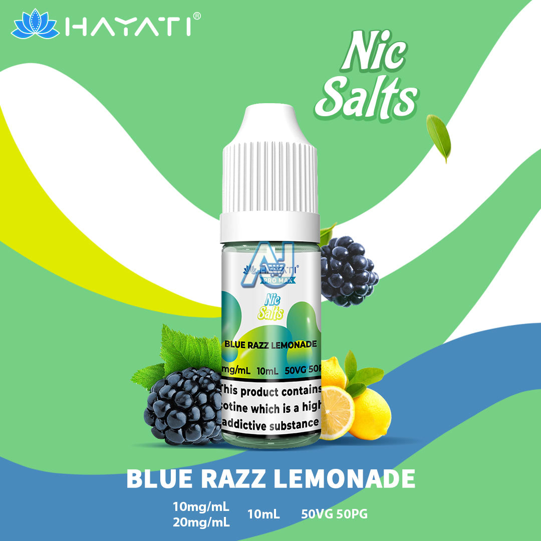 Hayati Pro Max Nic Salts Box of 10, Blue Razz Lemonade Flavour