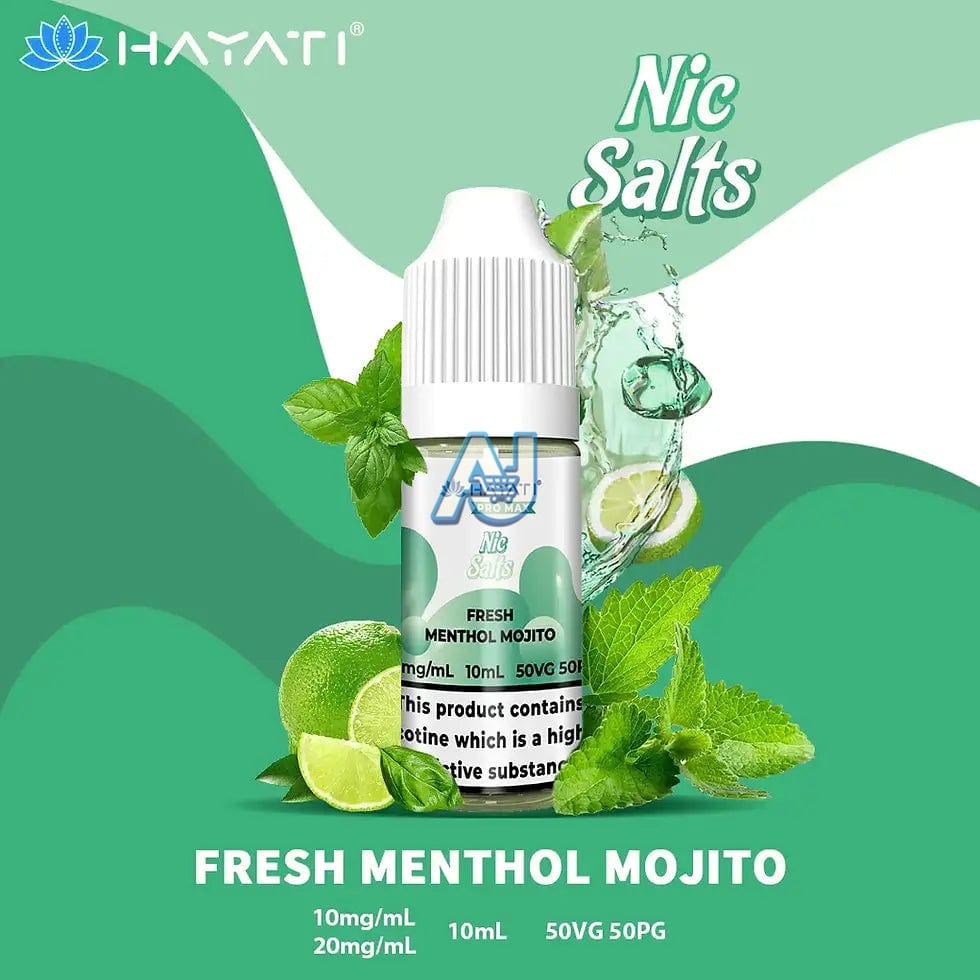 Hayati Pro Max Nic Salts Box of 10, Fresh Menthol Mojito Flavour