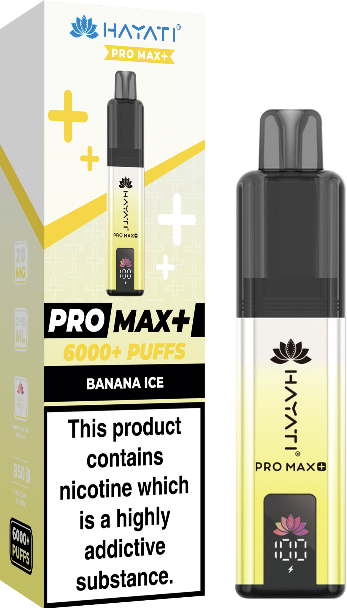 Hayati Pro Max Plus 6000 Puff Prefilled Pod Kit Box of 5, Banana Ice Flavour