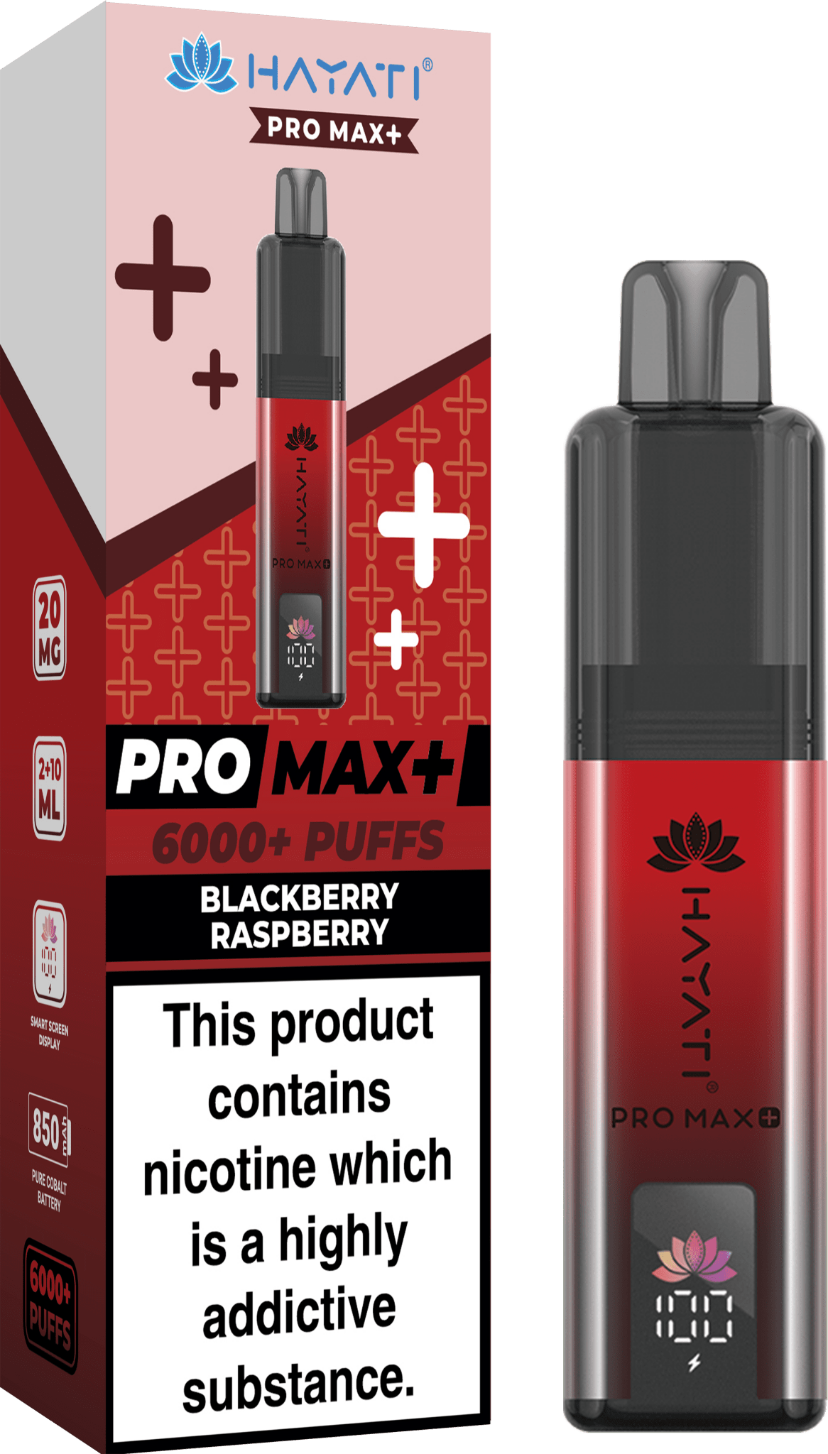 Hayati Pro Max Plus 6000 Puff Prefilled Pod Kit Box of 5, Blackberry Raspberry Flavour