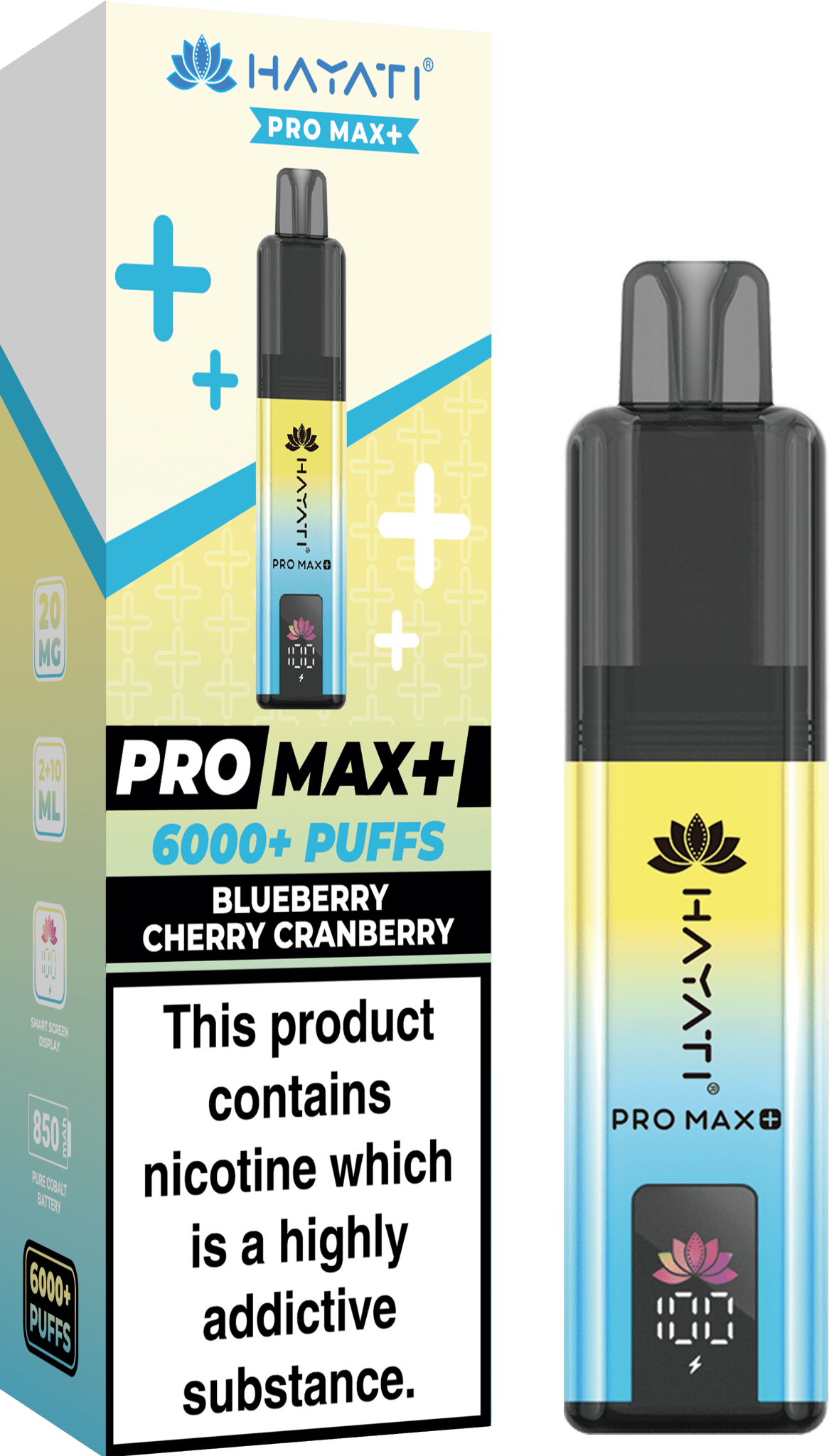 Hayati Pro Max Plus 6000 Puff Prefilled Pod Kit Box of 5, Blueberry Cherry Cranberry Flavour