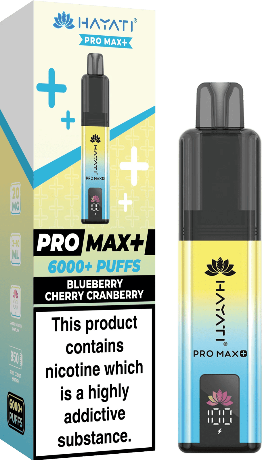 Hayati Pro Max Plus 6000 Puff Prefilled Pod Kit Box of 5, Blueberry Cherry Cranberry Flavour