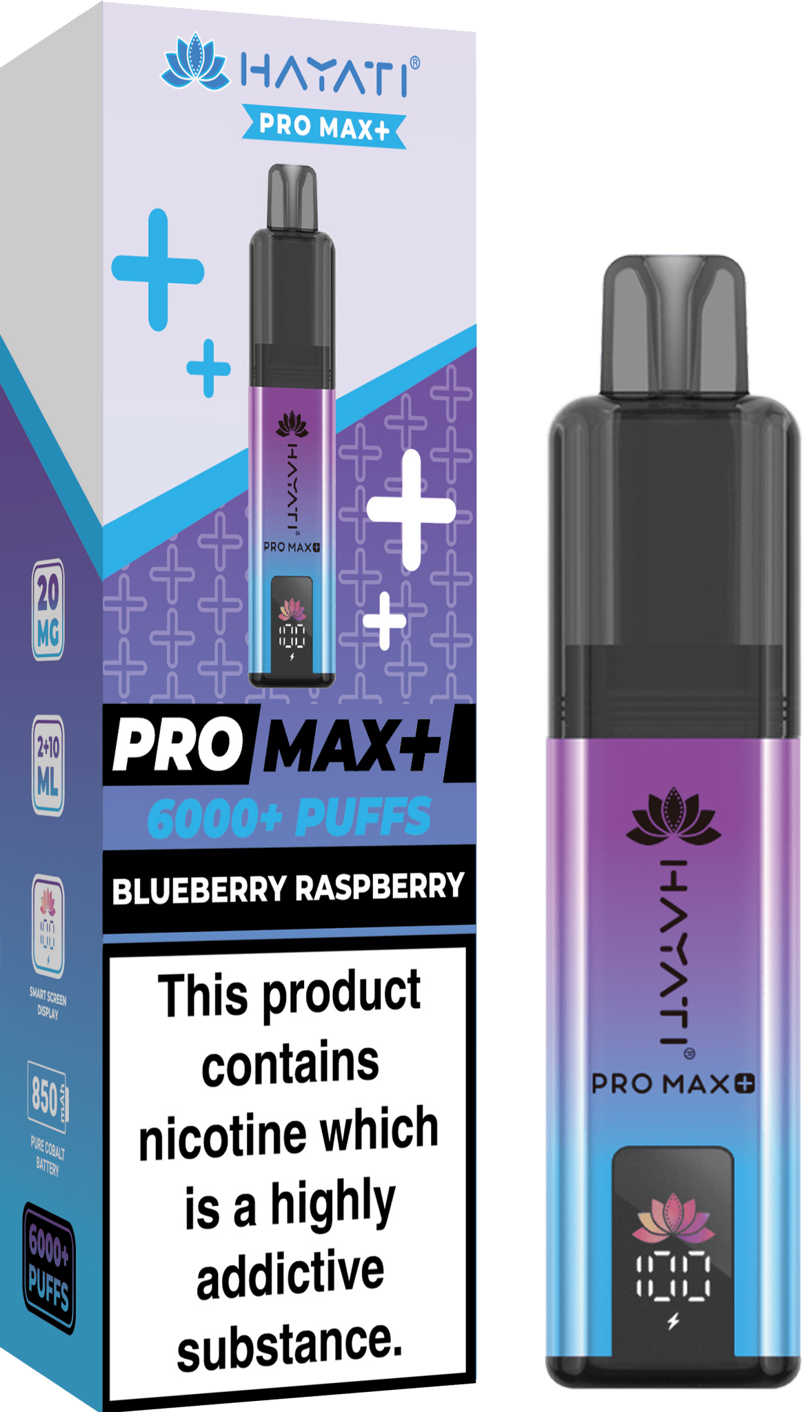 Hayati Pro Max Plus 6000 Puff Prefilled Pod Kit Box of 5, Blueberry Raspberry Flavour