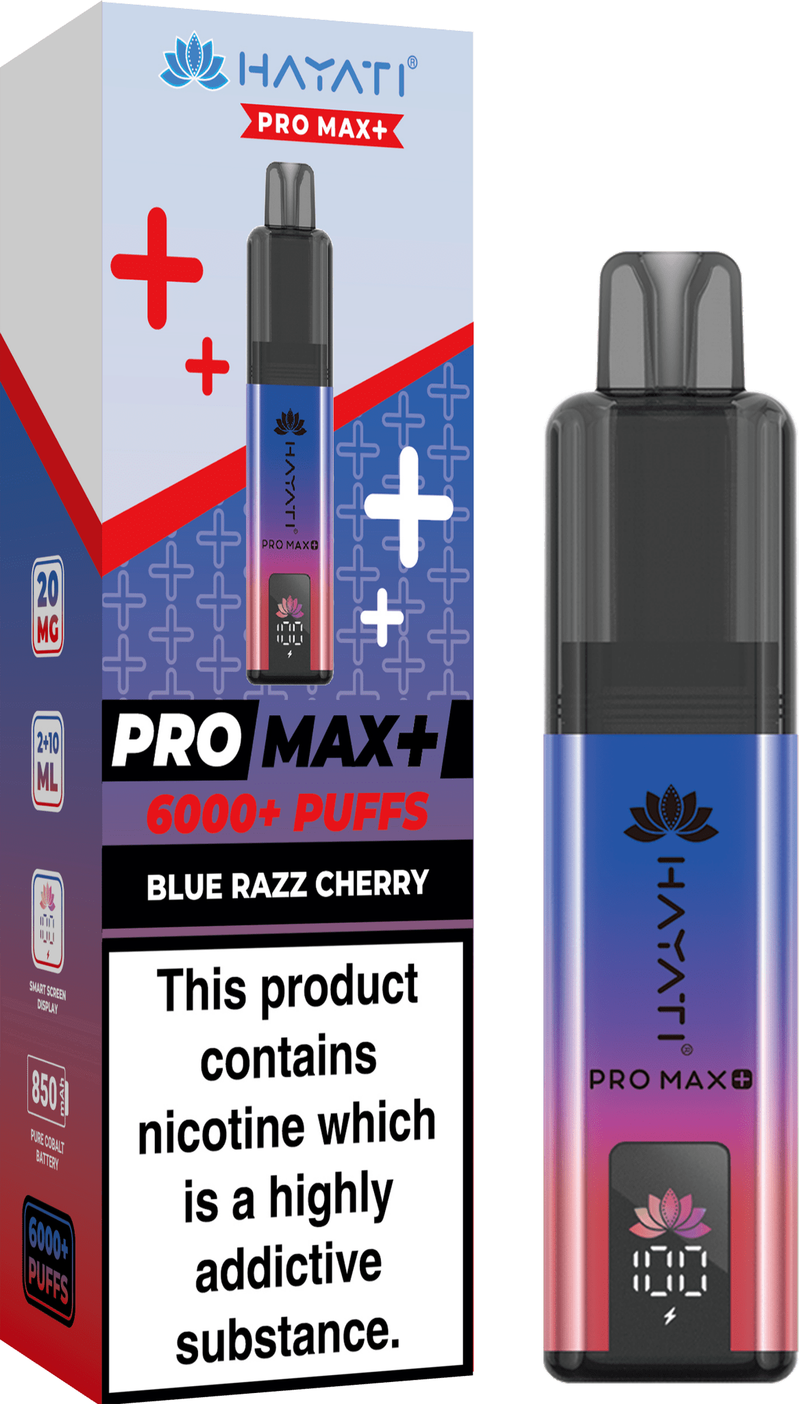 Hayati Pro Max Plus 6000 Puff Prefilled Pod Kit Box of 5, Blue Razz Cherry Flavour