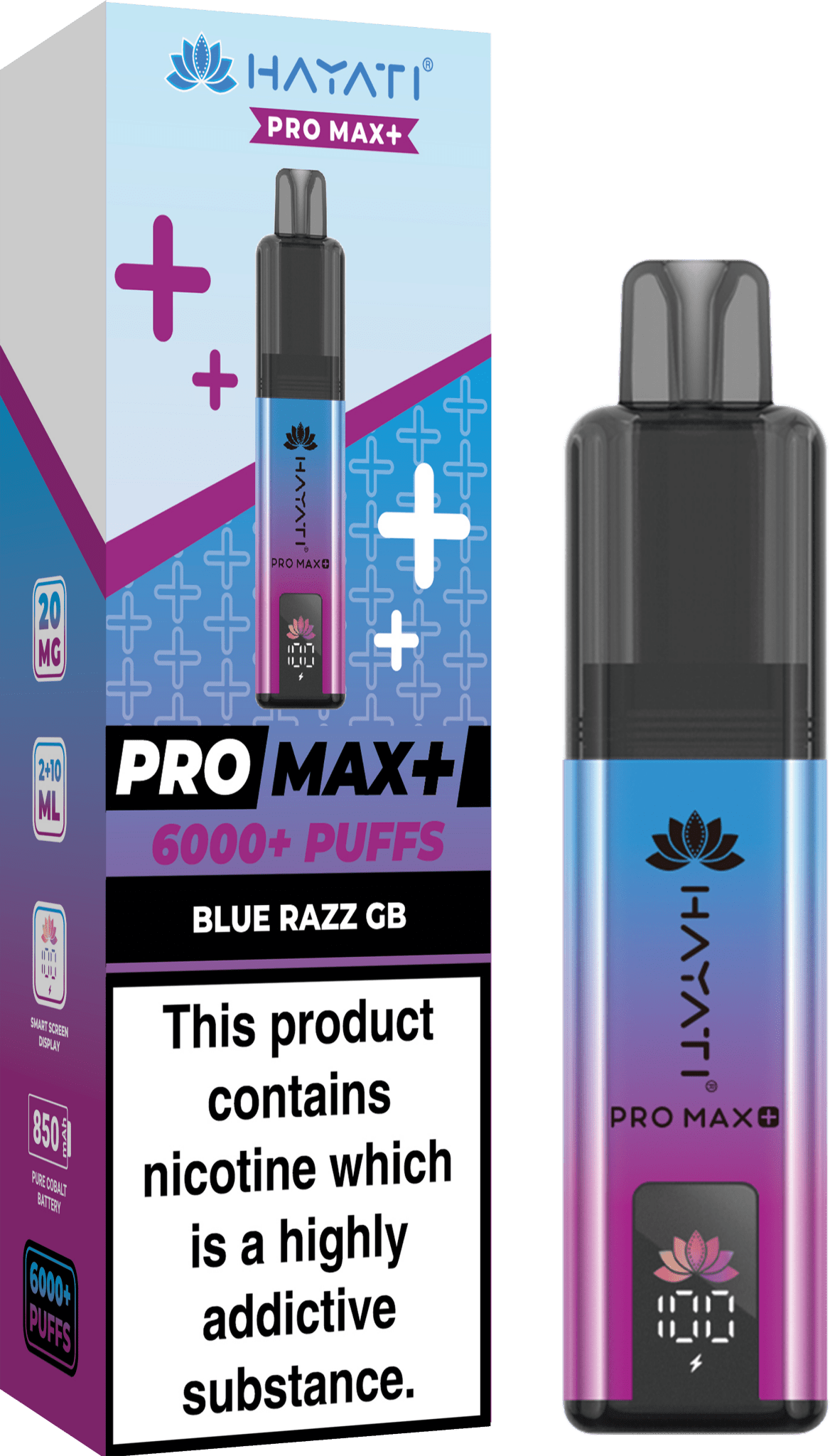 Hayati Pro Max Plus 6000 Puff Prefilled Pod Kit Box of 5, Blue Razz GB Flavour