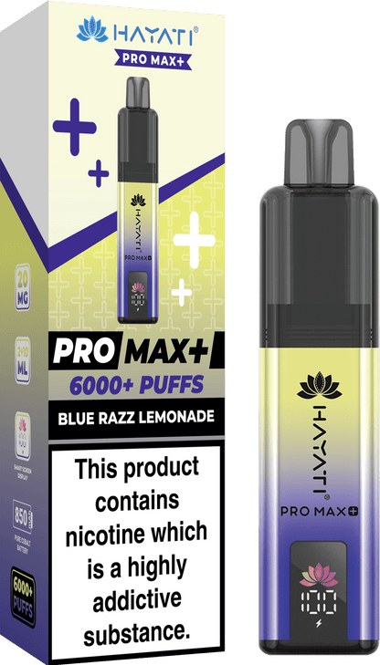 Hayati Pro Max Plus 6000 Puff Prefilled Pod Kit Box of 5, Blue Razz Lemonade Flavour