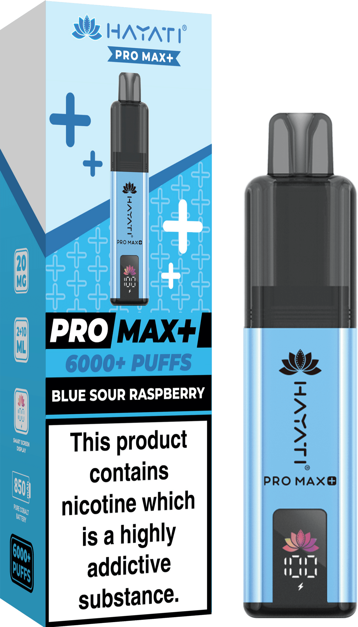 Hayati Pro Max Plus 6000 Puff Prefilled Pod Kit Box of 5, Blue Sour Raspberry Flavour