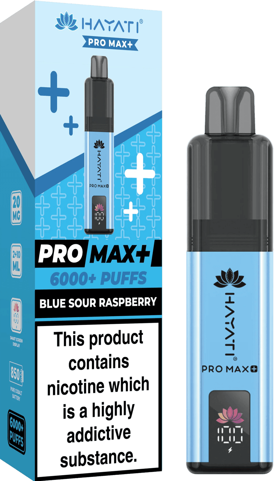 Hayati Pro Max Plus 6000 Puff Prefilled Pod Kit Box of 5, Blue Sour Raspberry Flavour