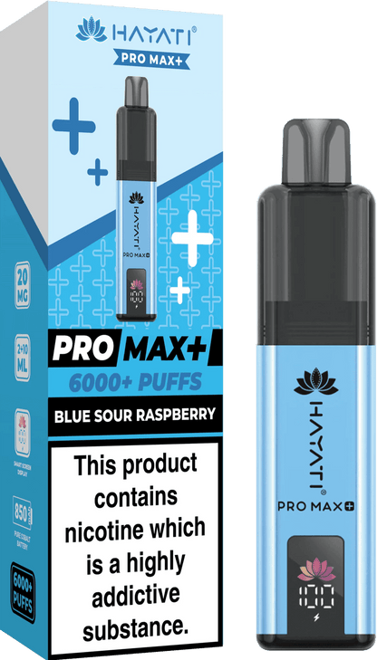 Hayati Pro Max Plus 6000 Puff Prefilled Pod Kit Box of 5, Blue Sour Raspberry Flavour