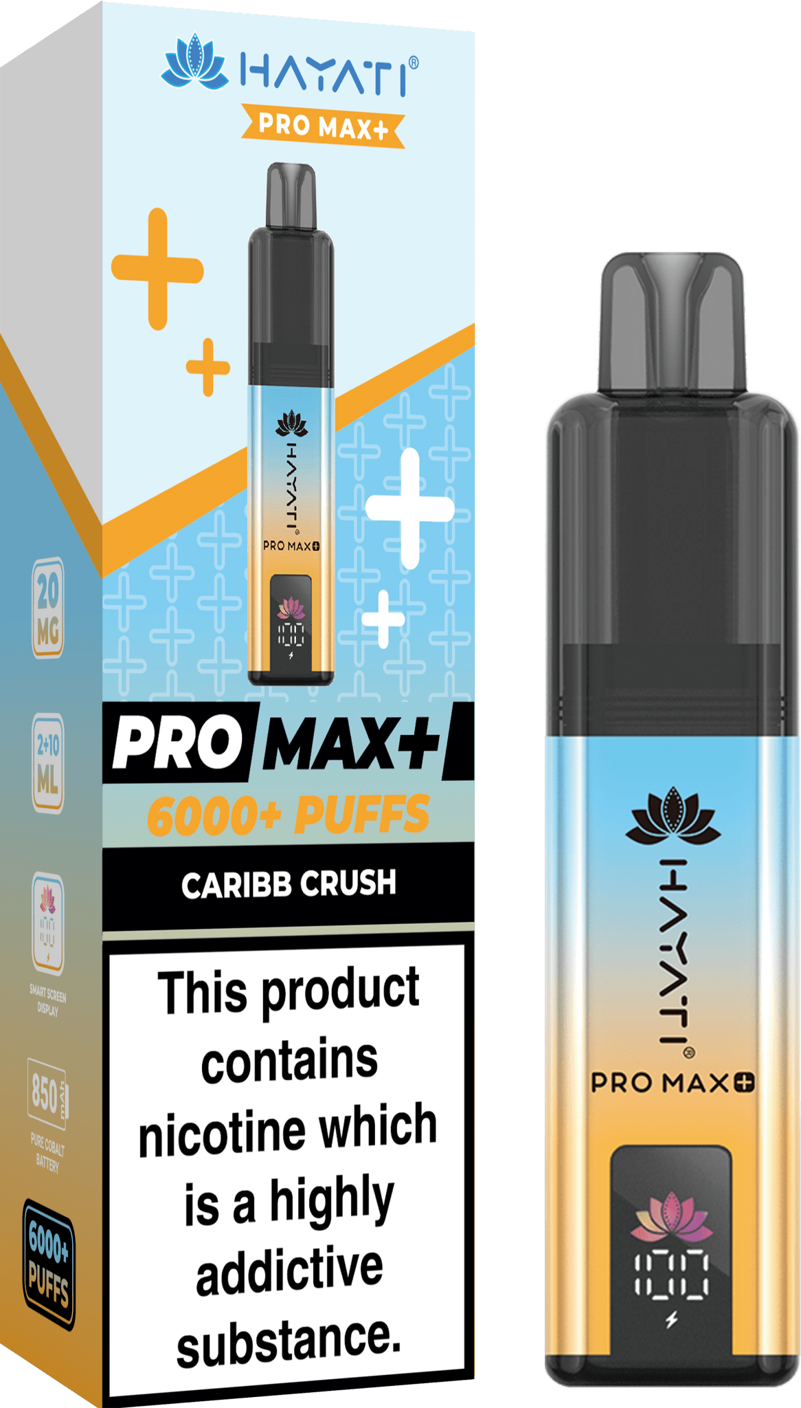 Hayati Pro Max Plus 6000 Puff Prefilled Pod Kit Box of 5, Caribb Crush Flavour