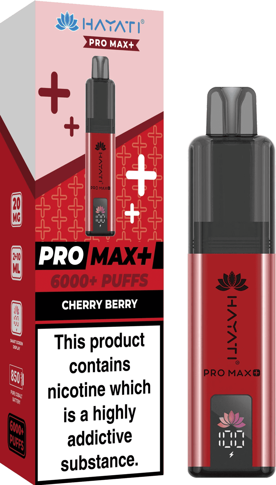 Hayati Pro Max Plus 6000 Puff Prefilled Pod Kit Box of 5, Cherry Berry Flavour