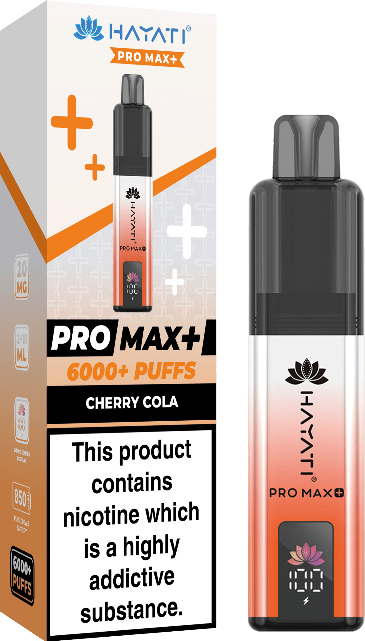 Hayati Pro Max Plus 6000 Puff Prefilled Pod Kit Box of 5, Cherry Cola Flavour