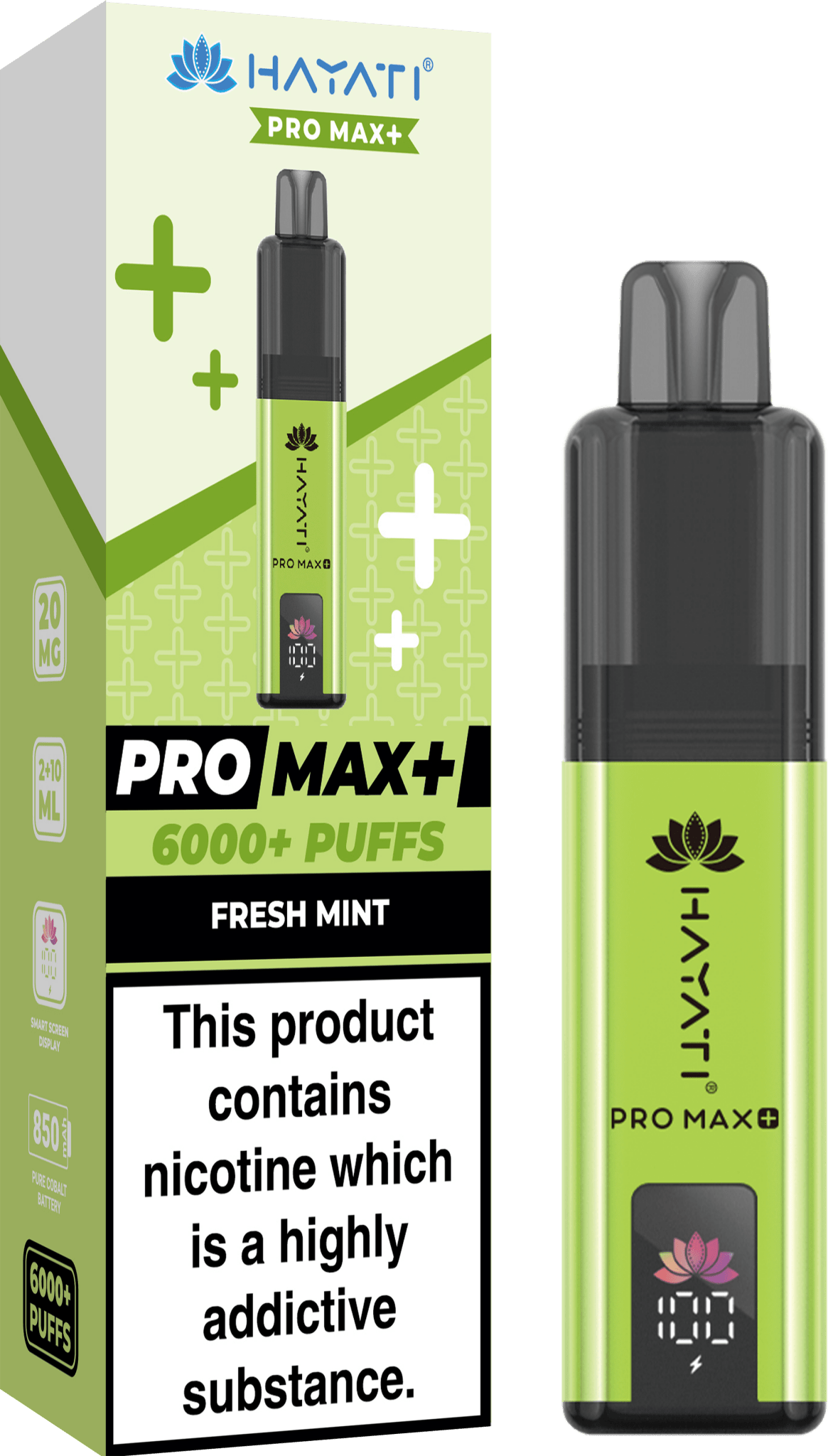 Hayati Pro Max Plus 6000 Puff Prefilled Pod Kit Box of 5, Fresh Mint Flavour