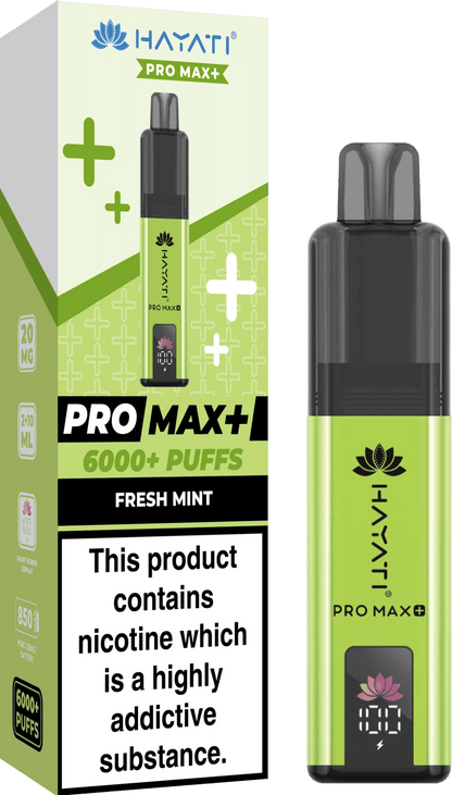 Hayati Pro Max Plus 6000 Puff Prefilled Pod Kit Box of 5, Fresh Mint Flavour