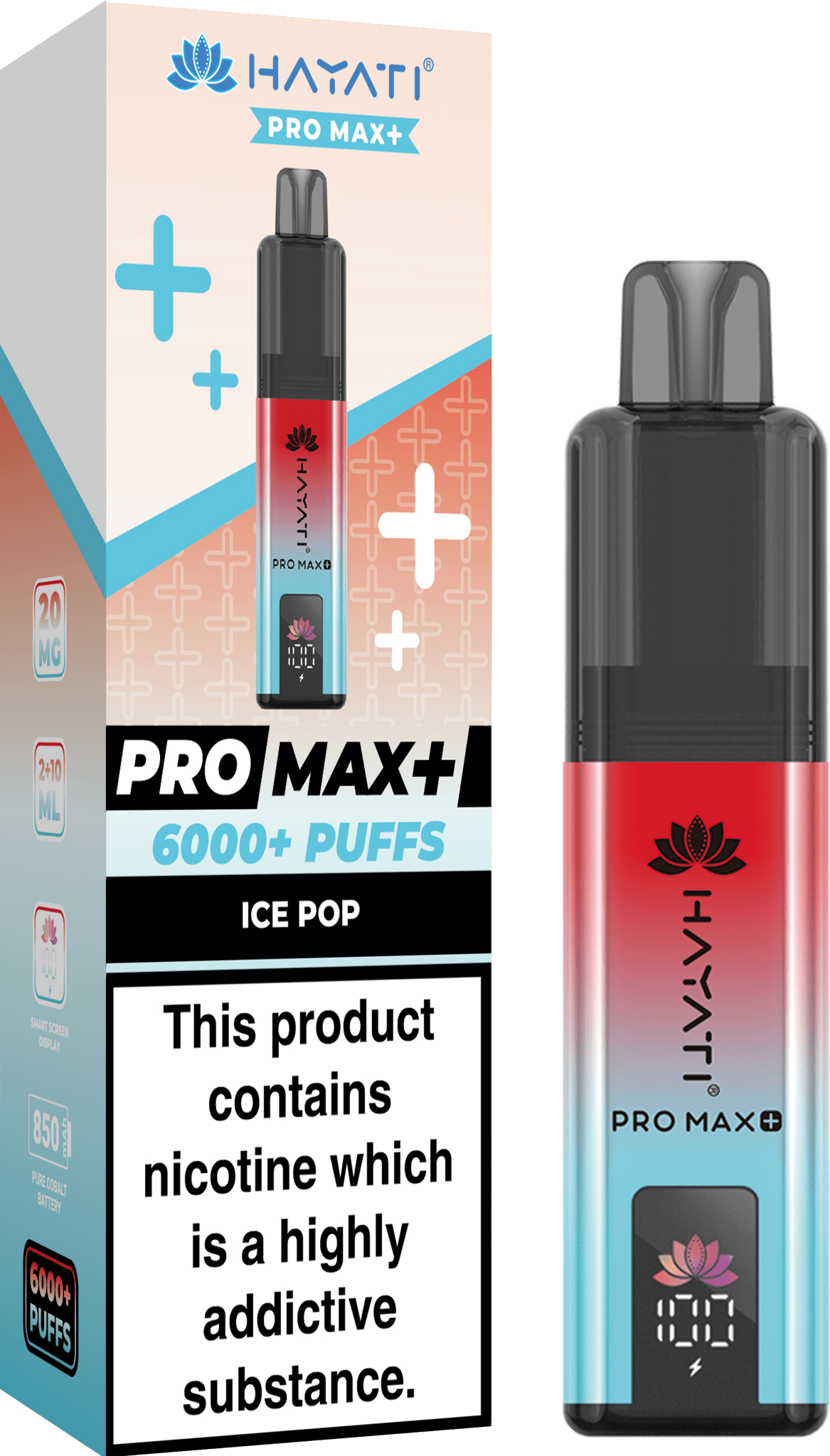 Hayati Pro Max Plus 6000 Puff Prefilled Pod Kit Box of 5, Ice Pop Flavour