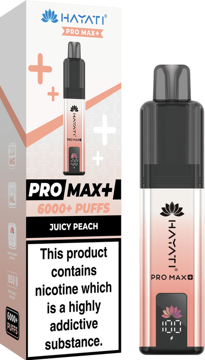 Hayati Pro Max Plus 6000 Puff Prefilled Pod Kit Box of 5, Juicy Peach Flavour