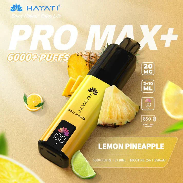 Hayati Pro Max Plus 6000 Puff Prefilled Pod Kit Box of 5, Lemon Pineapple Flavour