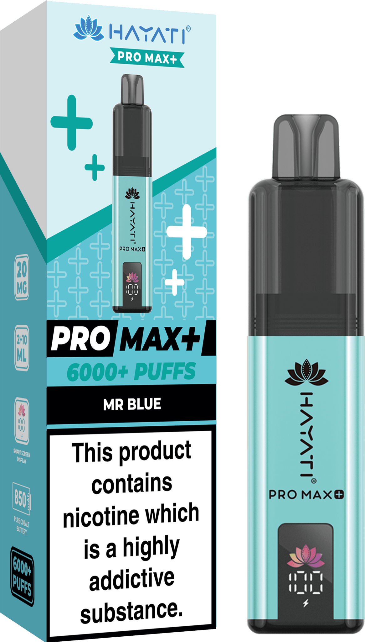 Hayati Pro Max Plus 6000 Puff Prefilled Pod Kit Box of 5, Mr Blue Flavour