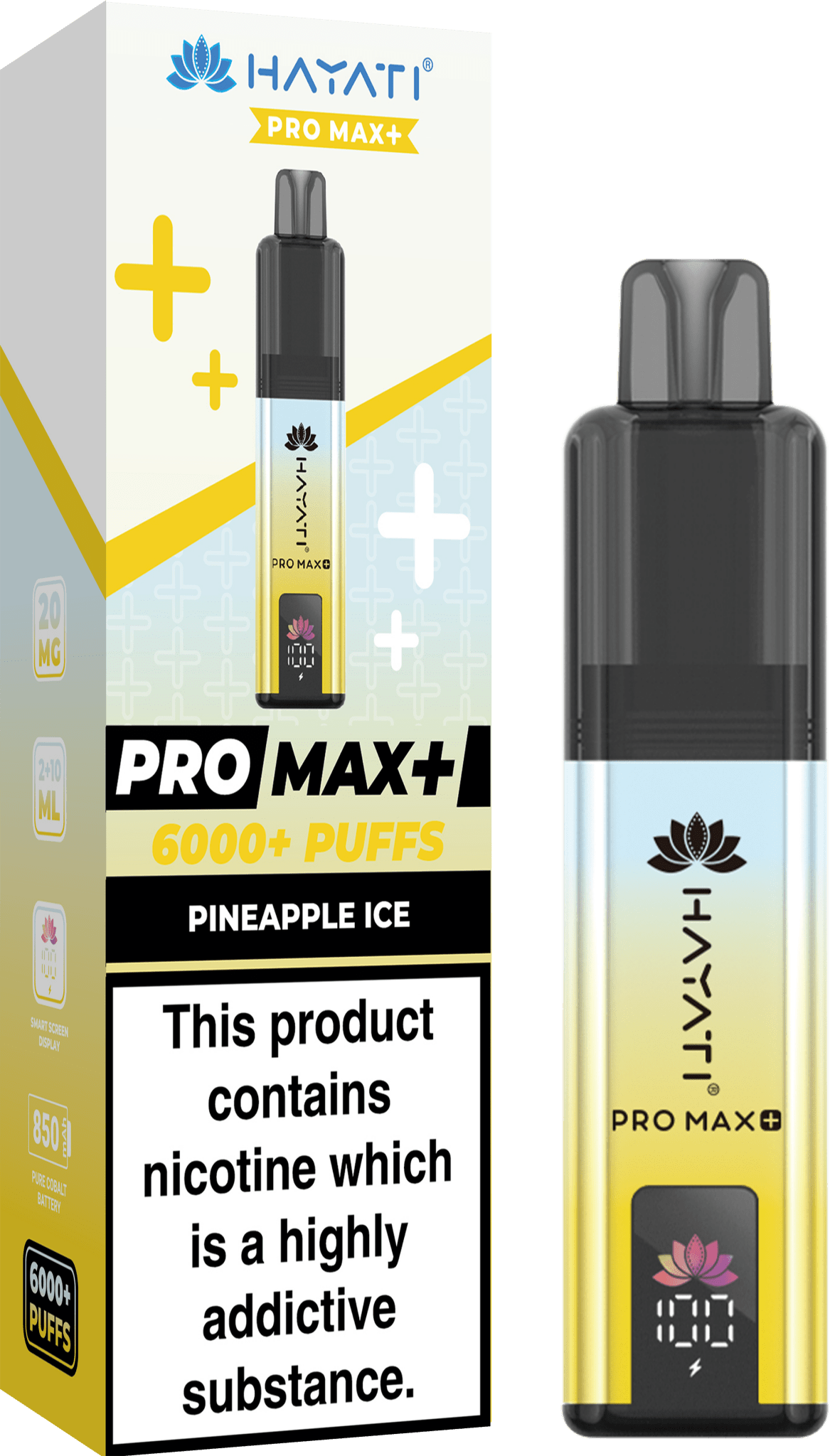 Hayati Pro Max Plus 6000 Puff Prefilled Pod Kit Box of 5, Pineapple Ice Flavour