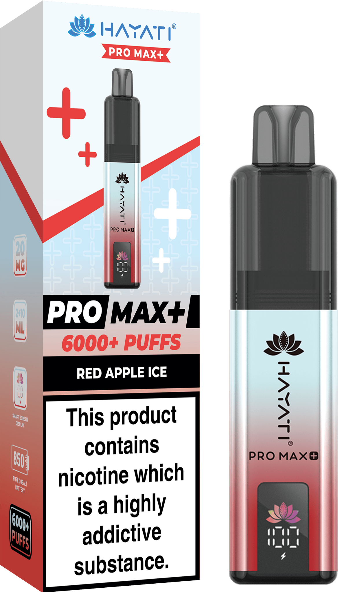 Hayati Pro Max Plus 6000 Puff Prefilled Pod Kit Box of 5, Red Apple Ice Flavour