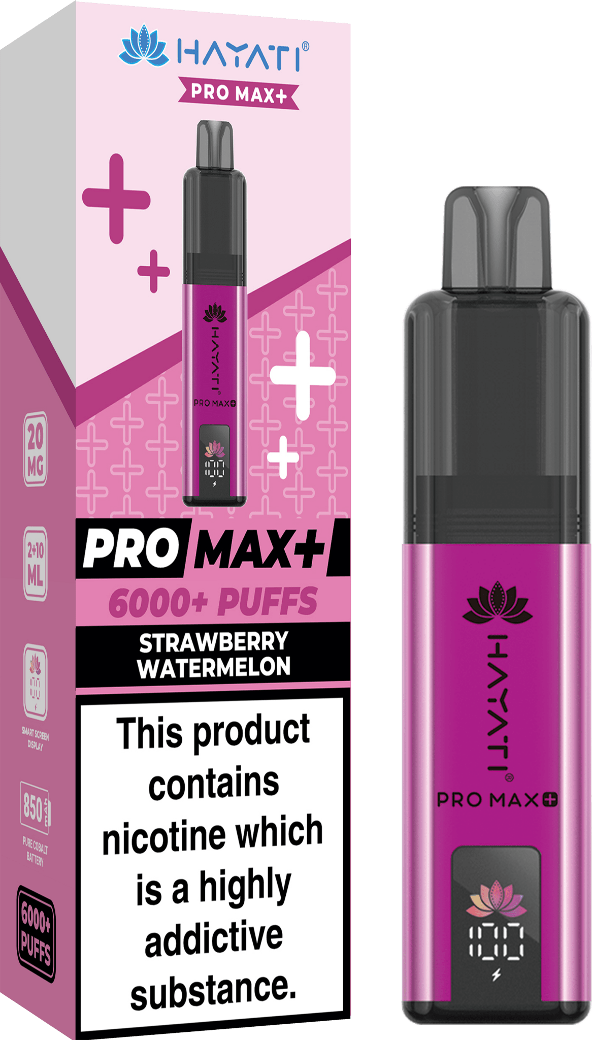 Hayati Pro Max Plus 6000 Puff Prefilled Pod Kit Box of 5, Strawberry Watermelon Flavour