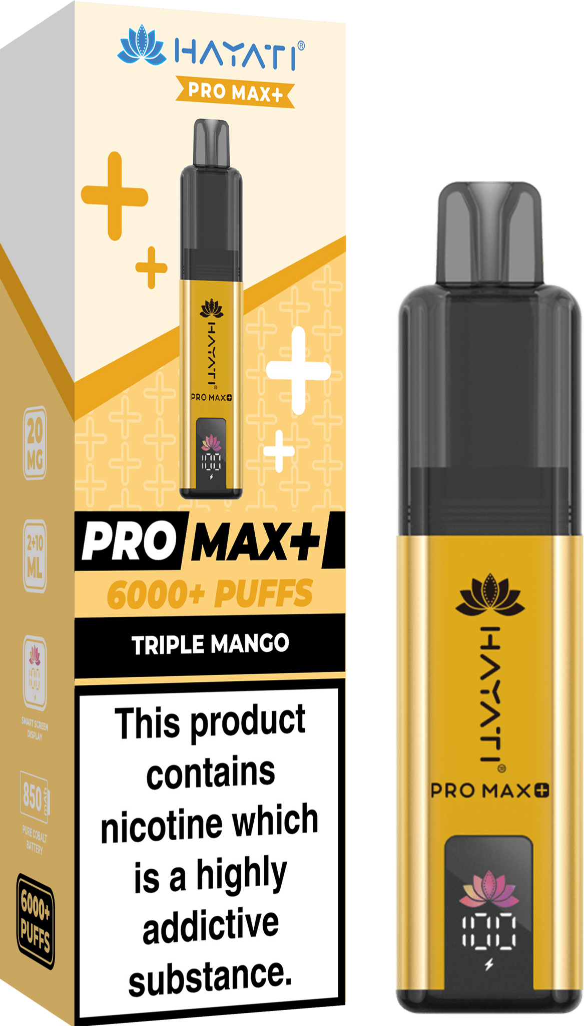 Hayati Pro Max Plus 6000 Puff Prefilled Pod Kit Box of 5, Triple Mango Flavour