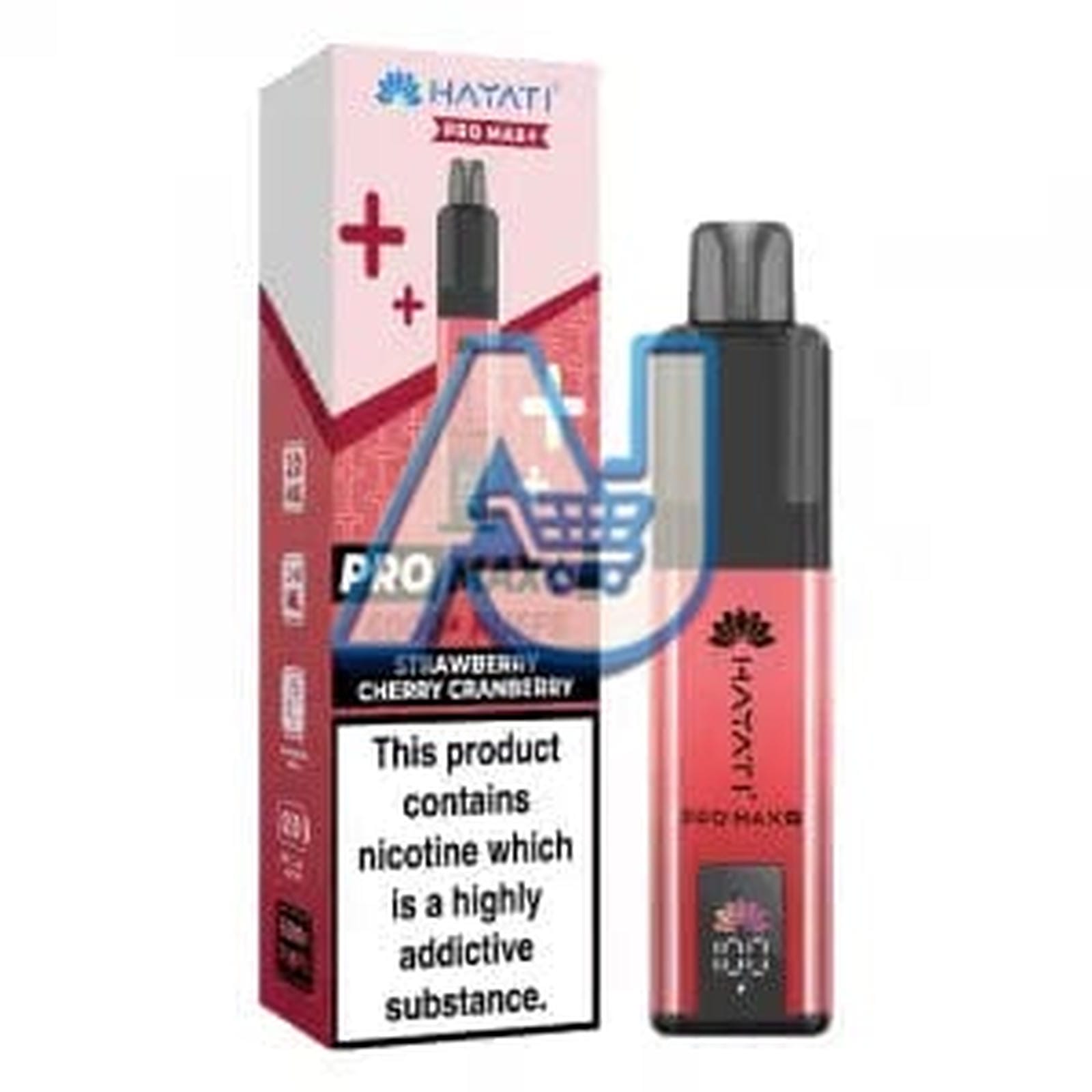Hayati Pro Max Plus 6000 Puffs Pod Vape Kit, Strawberry Cherry Cranberry Flavor