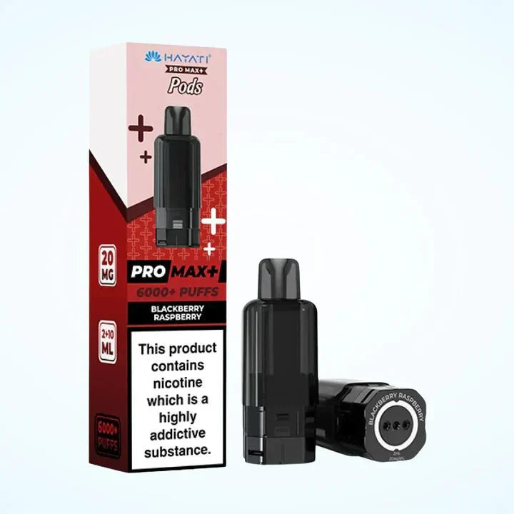Hayati Pro Max Plus 6000 Puffs Prefilled Pods Box Of 5, Blackberry Raspberry Flavour 