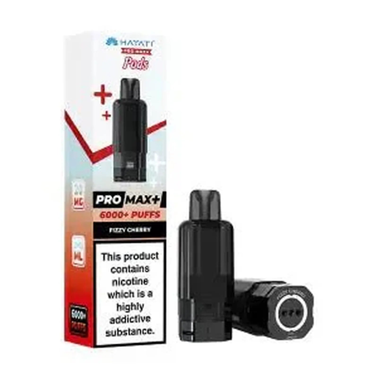 Hayati Pro Max Plus 6000 Puffs Prefilled Pods Box Of 5, Fizzy Cherry Flavour 