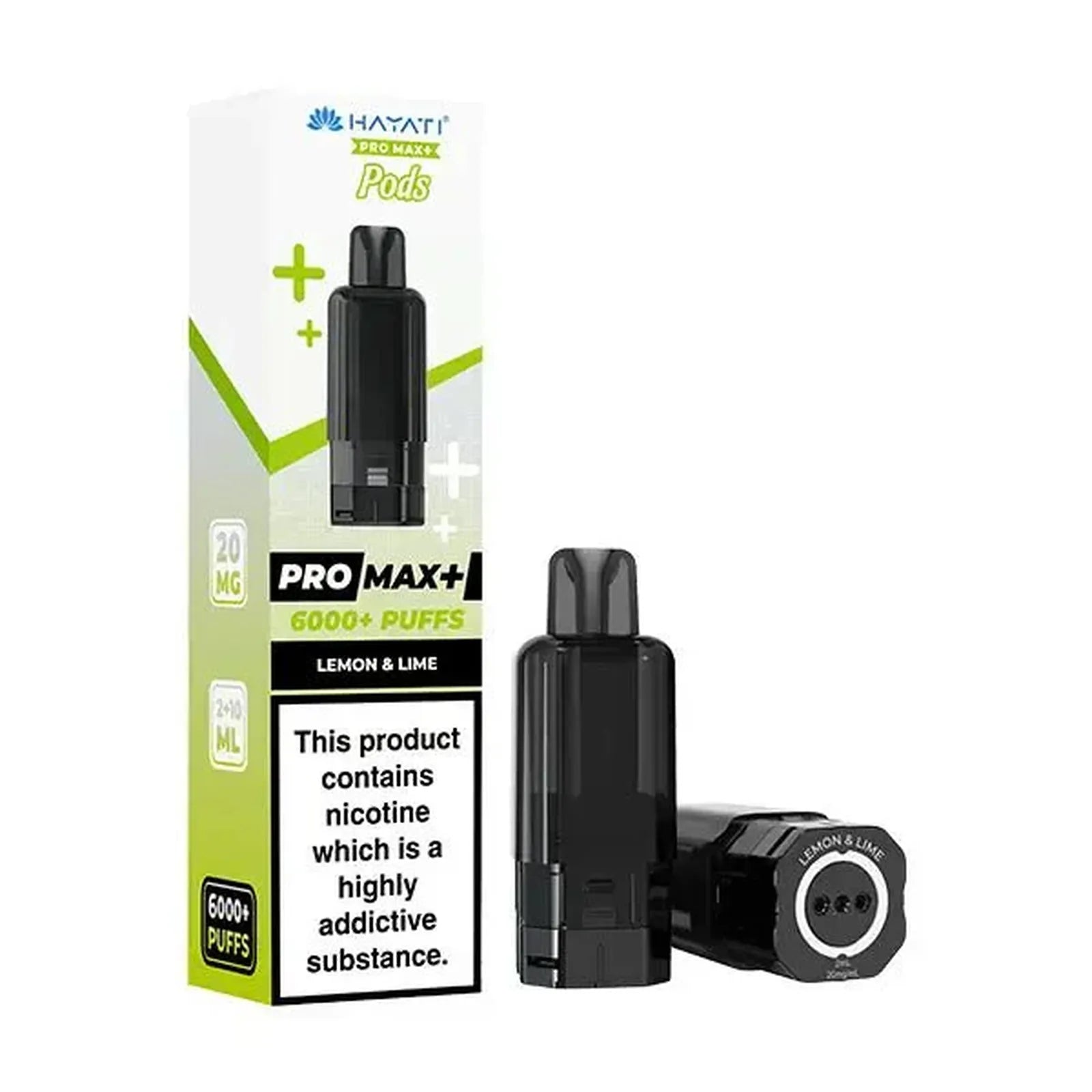 Hayati Pro Max Plus 6000 Puffs Prefilled Pods Box Of 5, Lemon Lime Flavour 
