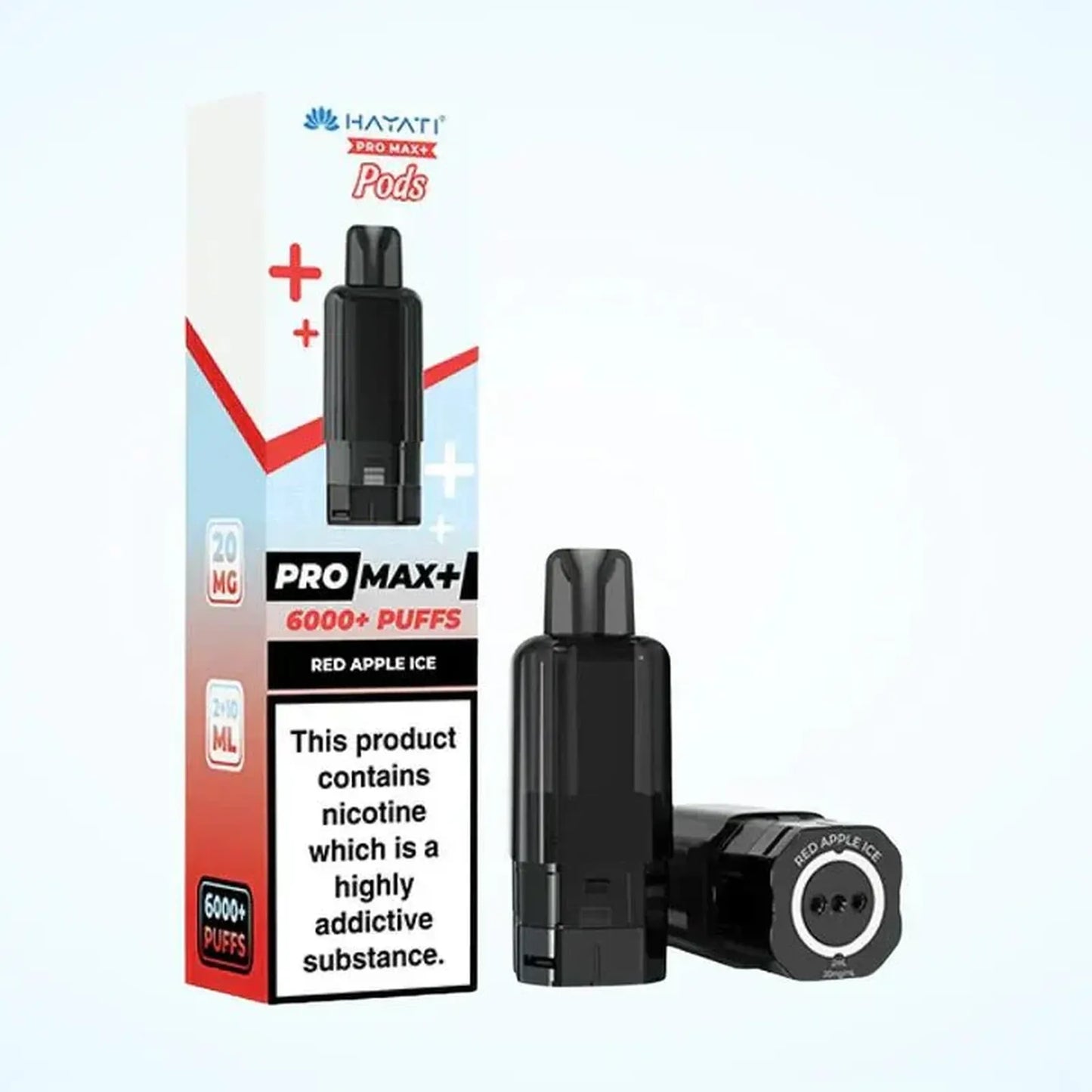 Hayati Pro Max Plus 6000 Puffs Prefilled Pods Box Of 5, Red Apple Ice Flavour 