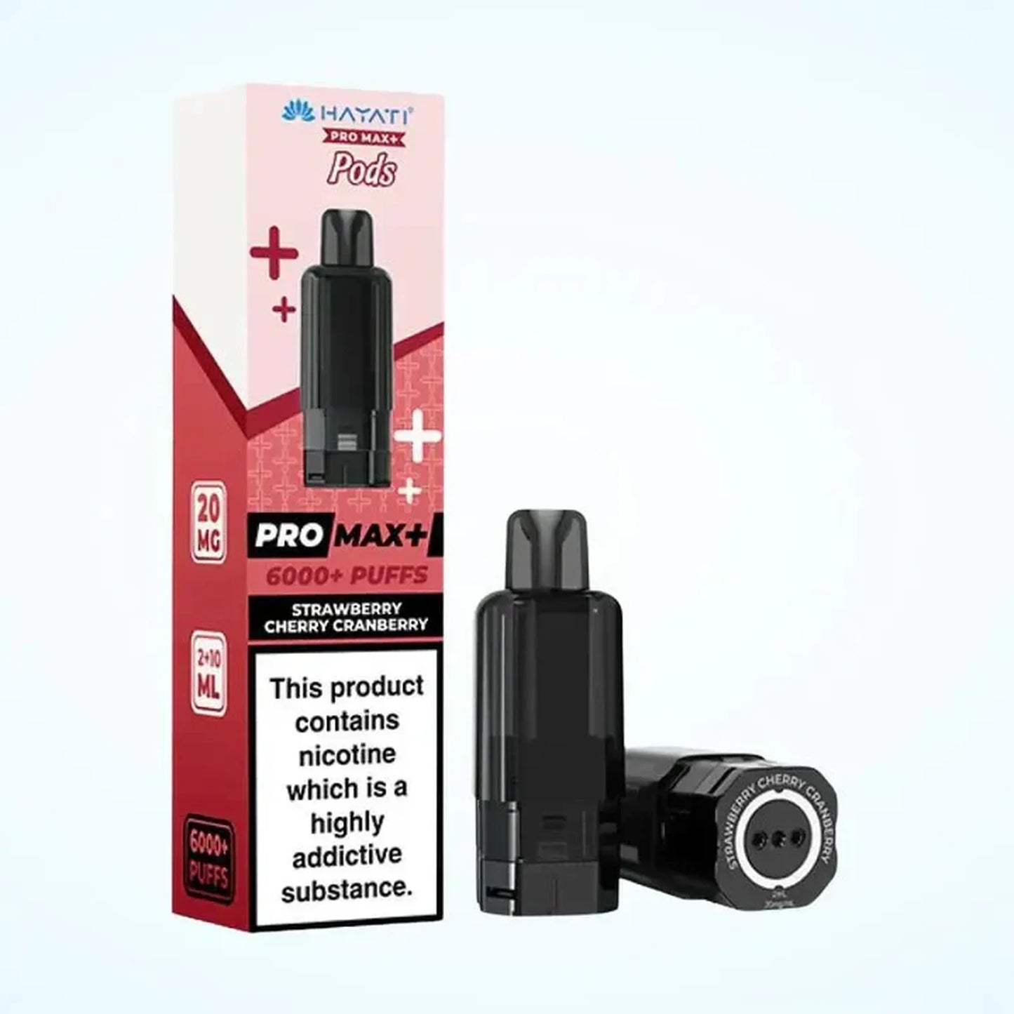 Hayati Pro Max Plus 6000 Puffs Prefilled Pods Box Of 5, Strawberry Cherry Cranberry Flavour 