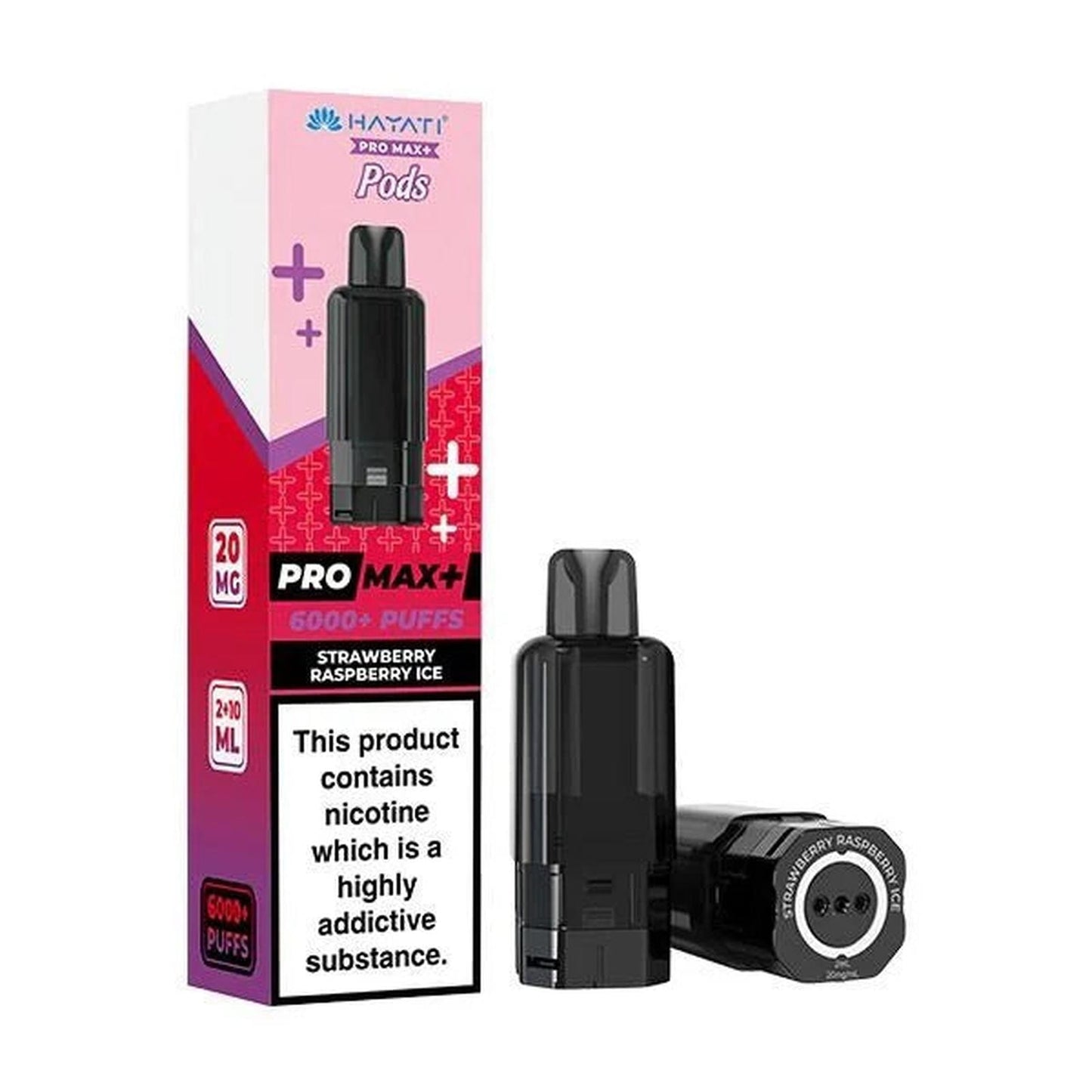 Hayati Pro Max Plus 6000 Puffs Prefilled Pods Box Of 5, Strawberry Raspberry Ice Flavour