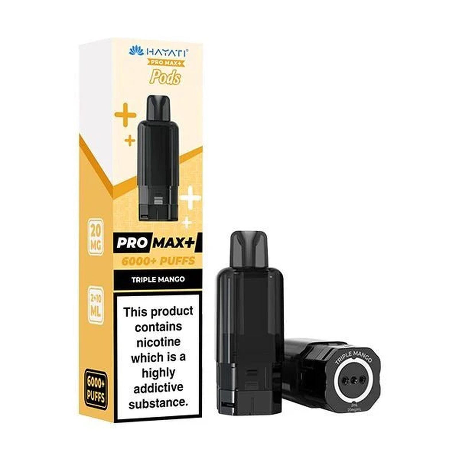 Hayati Pro Max Plus 6000 Puffs Prefilled Pods Box Of 5, Triple Mango Flavour 