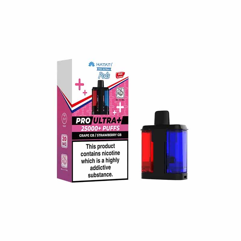 Hayati Pro Ultra 25K Prefilled Replacement Pod, Grape GB, Strawberry GB Flavour