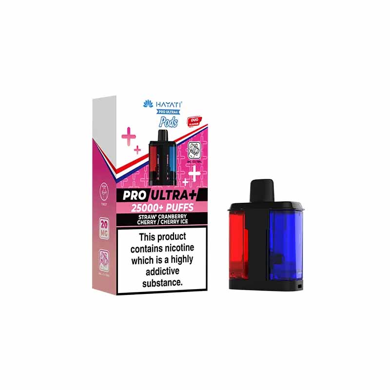 Hayati Pro Ultra 25K Prefilled Replacement Pod, Straw Cranberry Cherry, Cherry Ice Flavour