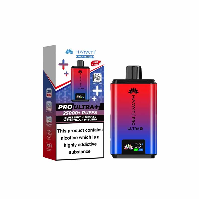 Hayati Pro Ultra Plus 25000 Prefilled Pod Kit, Blueberry H Bubba, Watermelon H Bubba Flavour