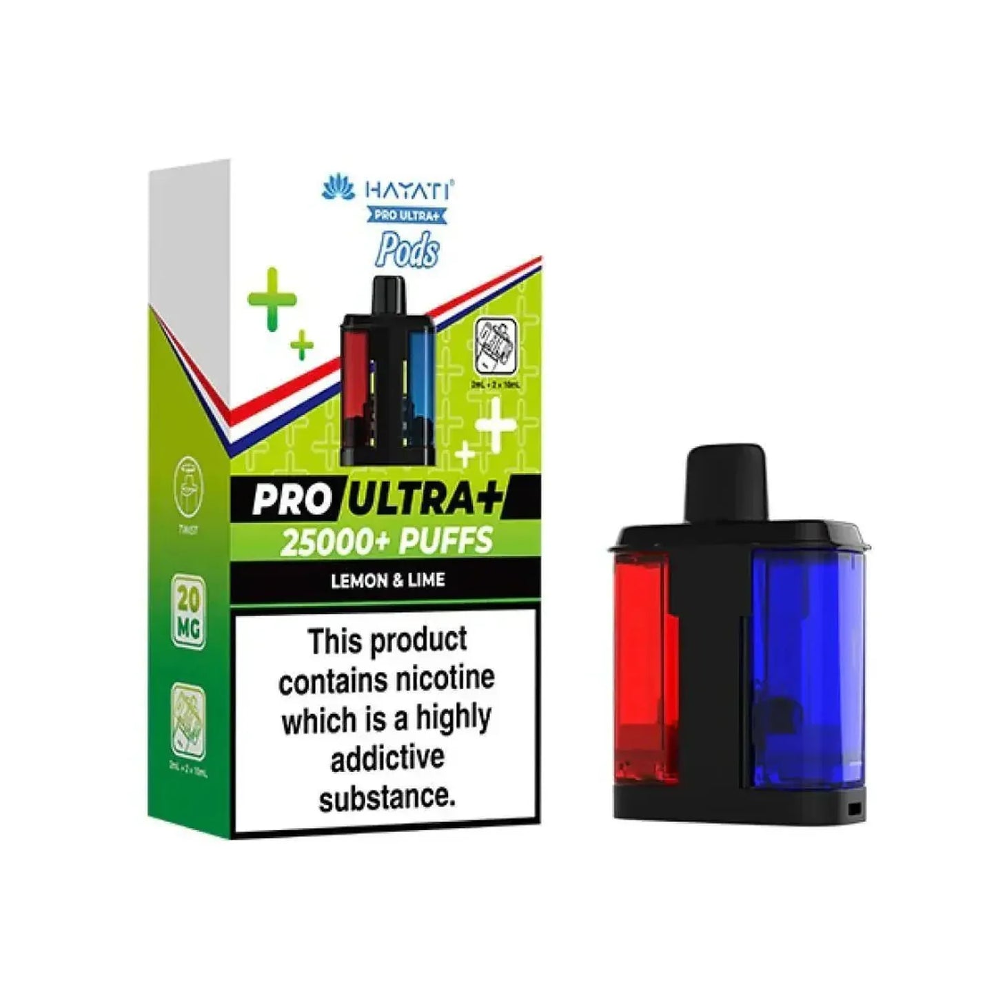 Hayati Pro Ultra Plus 25k Prefilled Pods Box of 5, Lemon Lime Flavour
