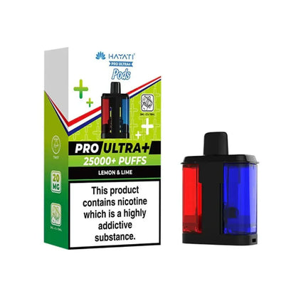 Hayati Pro Ultra Plus 25k Prefilled Pods Box of 5, Lemon Lime Flavour