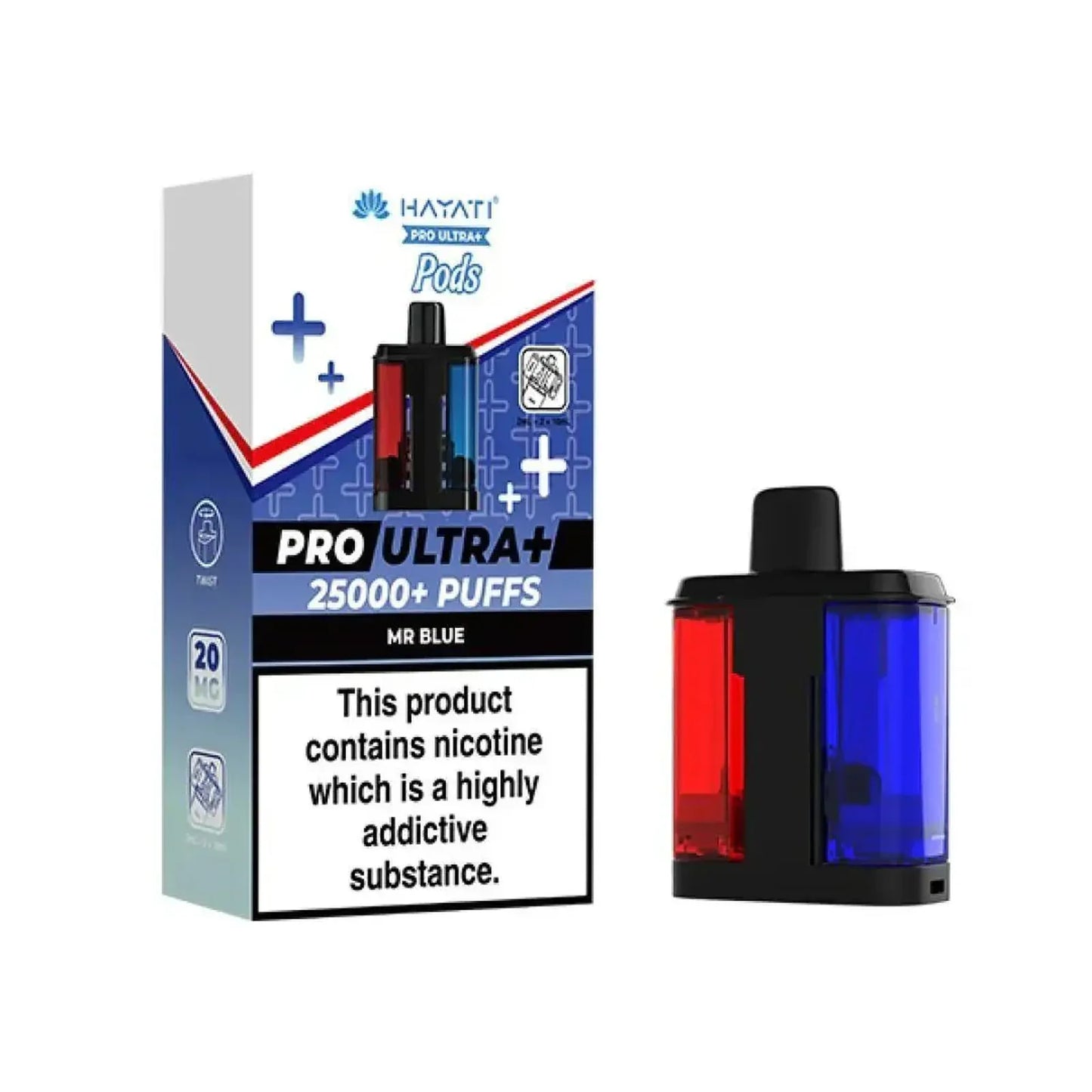 Hayati Pro Ultra Plus 25k Prefilled Pods Box of 5, Mr Blue Flavour