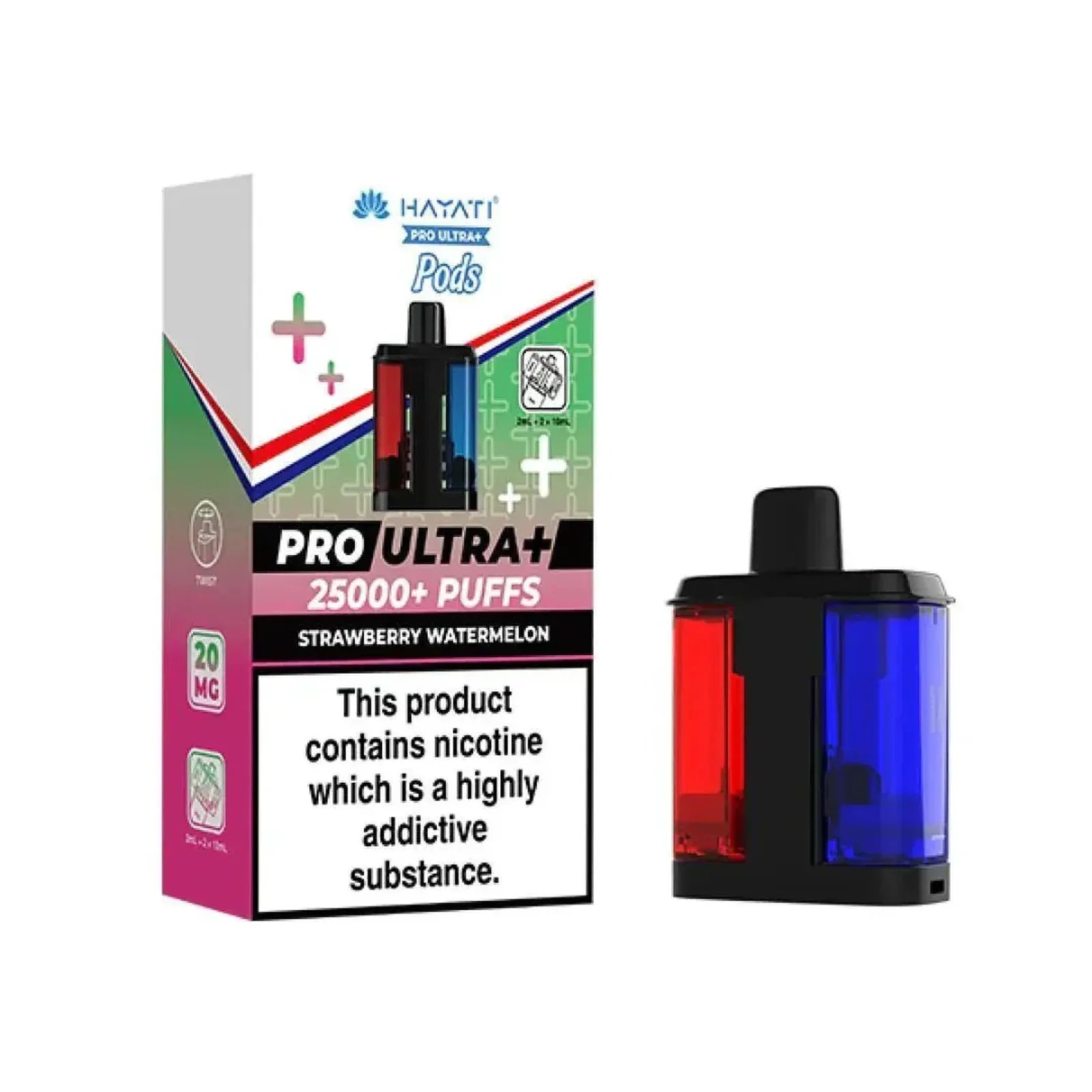 Hayati Pro Ultra Plus 25k Prefilled Pods Box of 5, Strawberry Watermelon Flavour