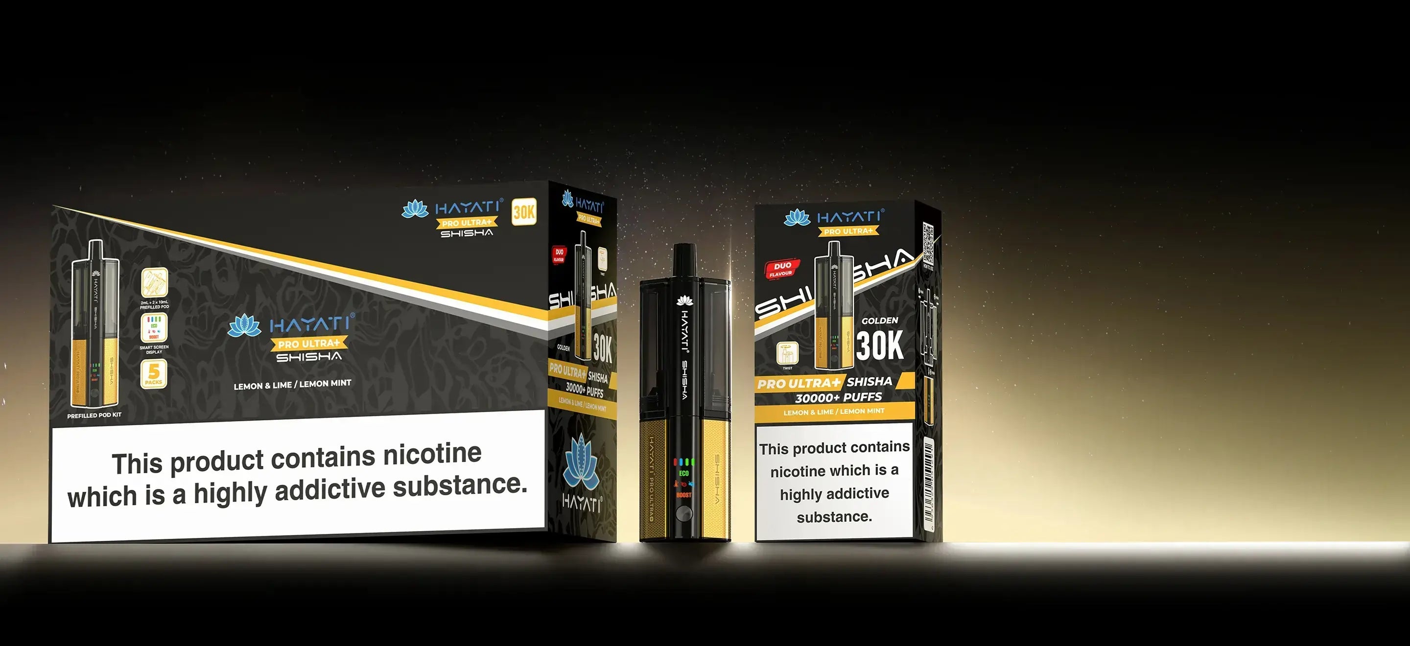 Hayati Pro Ultra Plus Shisha 30000+ Puffs Lemon & Lime/Lemon Mint Flavour