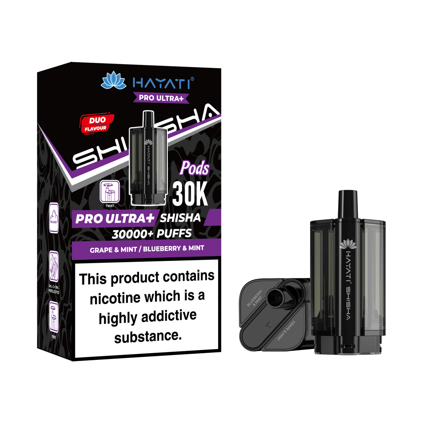 Hayati Pro Ultra Plus Shisha 30k Prefilled Pods Box of 5 - Wholesale Price !