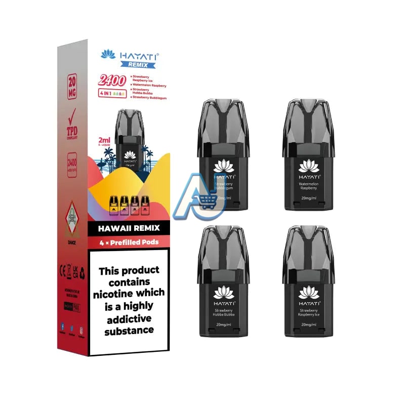 Hayati Remix 2400 Puffs Prefilled Pod Kit, Hawaii Remix Flavor