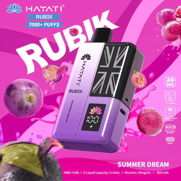 Hayati Rubik 7000 Puffs Prefilled Pod Kit Box of 5, Summer Dream Flavour