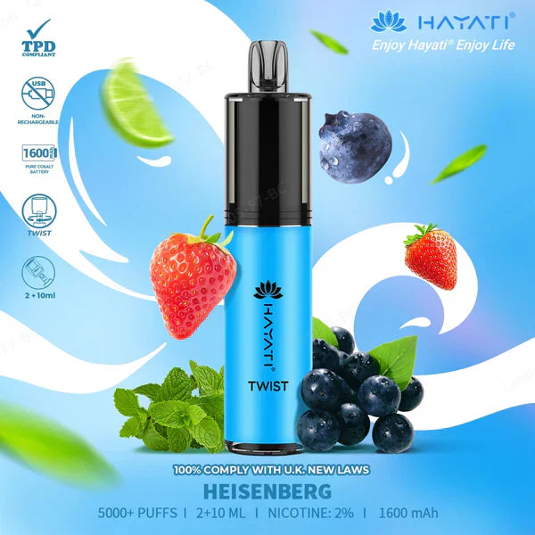 Hayati Twist 5000 Puffs Prefilled Vape Pod Kit Box of 5, Hesinberg Flavour