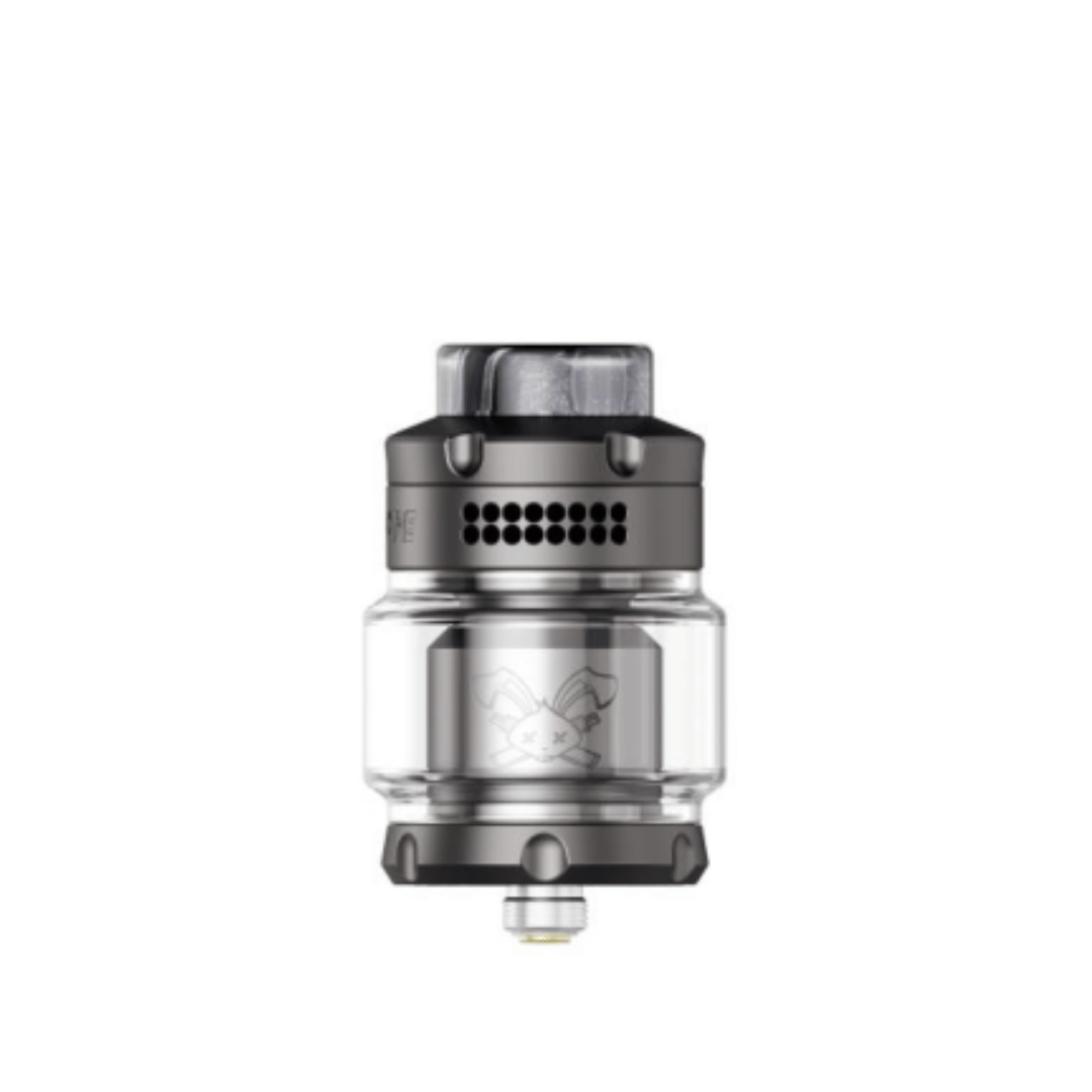 Hellvape Dead Rabbit 3 RTA 2024 Edition in gunmetal, featuring a detailed rabbit logo.