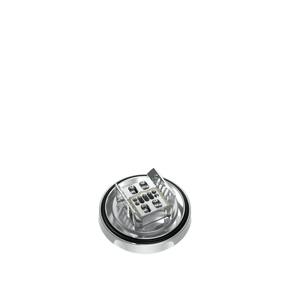 Silver Hellvape Dead Rabbit 3 RTA base on a white background.