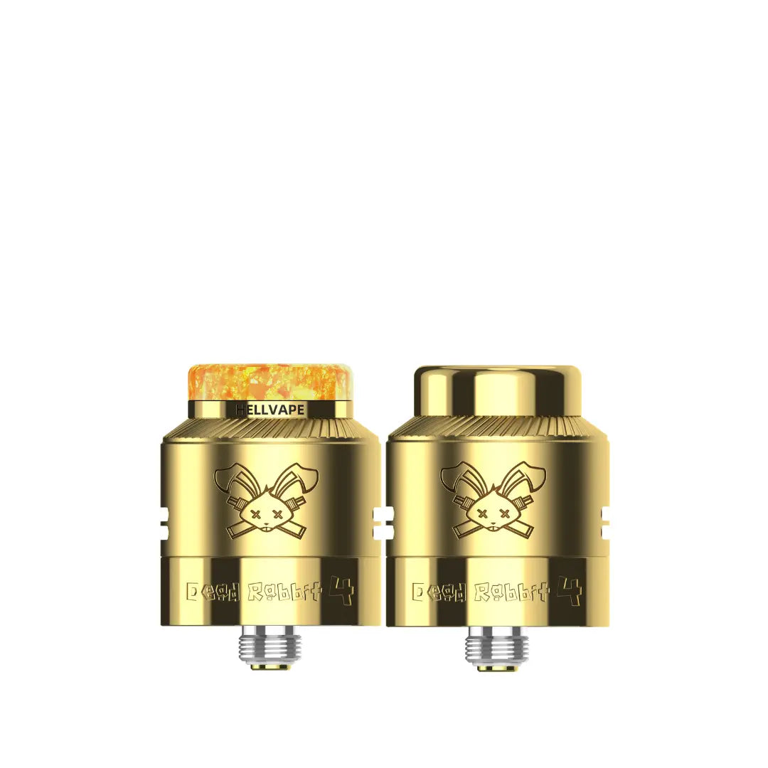 Hellvape Dead Rabbit 4 RDA in Gold Colour with AG + Resin and Stainless Steel Drip Tips