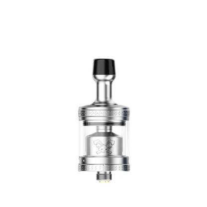 Hellvape Dead Rabbit MTL RTA V2 in stainless steel with a sleek, modern design.